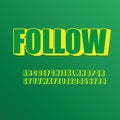 vector green yellow font alphabet and numbers, follow word