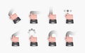 3D Vector Hand Gestures Set for Touch Screen Interface, Finger Pointing, Swiping, Scrolling and Loading Animation Symbols on White Royalty Free Stock Photo