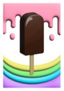 3D vector ice cream popsicle rainbow colours Royalty Free Stock Photo