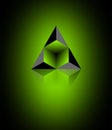 3D vector icon featuring a vibrant green square enclosed within a dynamic triangle