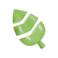 3d vector icon green leaf.