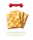 3d Vector icon. Realistic square crackers for brand emblem and packaging