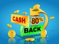 3d vector illustration of eighty percent money back