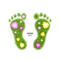 3d Vector Illustration of Foot Print Made of Green Grass Royalty Free Stock Photo