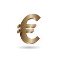 3D Vector illustration of gold euro sign isolated in white color background. European Union currency symbol Royalty Free Stock Photo