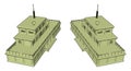 3D vector illustration of a military barracks