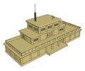 3D vector illustration of a military barracks