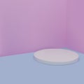 3d vector illustration. Minimal round white podium in pink and blue. Background abstract, Minimalistic, Realistic, pastel Colors.