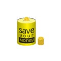 Cute 3D Vector Illustration of Saving Money in a Piggy Bank Royalty Free Stock Photo