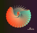 3D vector illustration with seashell nautilus. Object with smooth shape. Can be used for advertising, marketing, presentation,