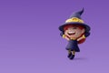 3d Vector Little flying witch, Happy Halloween, Halloween holiday concept