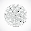 3d vector low poly spherical object with black connected lines a