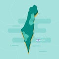 3d vector map of Israel with name and flag of country Royalty Free Stock Photo
