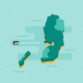 3d vector map of State of Palestine with name and flag of country