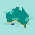 3d vector map of Australia with name and flag of country Royalty Free Stock Photo