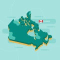 3d vector map of Canada with name and flag of country Royalty Free Stock Photo