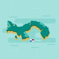 3d vector map of Panama with name and flag of country Royalty Free Stock Photo