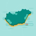 3d vector map of Hungary with name and flag of country Royalty Free Stock Photo