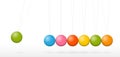 3D Vector Pendulum - Newton`s Cradle - Seven Colorful Pendulum in Raw with Shadow