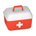 3D vector realistic closed red first aid kit, emergency box. Medical, hospital, doctor care bag. Symbol of safety Royalty Free Stock Photo