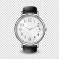 3d Vector Realistic Golden Classic Vintage Unisex Wrist Watch Icon Closeup Isolated on Transparent Background. Design