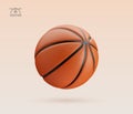 3d vector realistic orange textured rubber basketball isolated design element on light background.