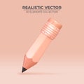 3d vector realistic pencil with rubber eraser.