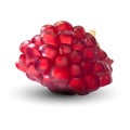 3d vector realistic pomegranate, tropical fruit set, isolated on white background. Set ripe pomegranate. Red ruby Royalty Free Stock Photo