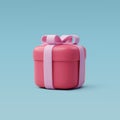 3d Vector of red valentine's day present gift box putting on blue. Anniversary, Valentine's Day Concept