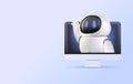 3d Vector Robot chatbot, artificial intelligence in computer screen. Technology and engineering concept. LLM, big data