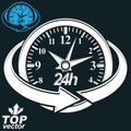 3d vector round 24 hours clock with arrow around Royalty Free Stock Photo