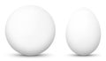 3D Vector Sphere and Egg - Side by Side - Geometrical Objects - White, Blank Basic Surface