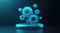 3d vector update icon with glass morphism effect, featuring floating gears symbolizing system updates Royalty Free Stock Photo