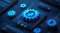 3d vector update icon with glassmorphism effect, featuring floating gears symbolizing system updates and modern technology Royalty Free Stock Photo