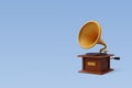 3d Vector Vintage Gramophone sound player with black audio disk, Sound equipment, Music and Instrument concept