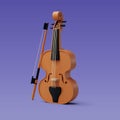 3d Vector Violin with Fiddlestick, Music and Instrument concept Royalty Free Stock Photo