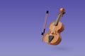 3d Vector Violin with Fiddlestick, Music and Instrument concept