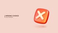 3d Vector Wrong Checkmark Box. Vector illustration Royalty Free Stock Photo