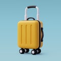 3d Vector Yellow Suitcase, Summer holiday, Time to travel concept