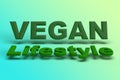 3D Vegan Lifestyle Text, 3D Render in Green Texture, concept for plant based lifestyle