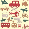 3d vehicle icon seamless pattern kids type