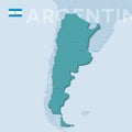 Verctor Map of cities and roads in Argentina. Royalty Free Stock Photo