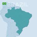 Verctor Map of cities and roads in Brazil. Royalty Free Stock Photo