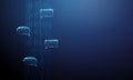 3d vertical data stream made of dots with empty speech bubbles. Chatbot training, natural language processing, data Royalty Free Stock Photo