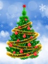 3d vibrant Christmas tree over snow Royalty Free Stock Photo