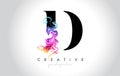 D Vibrant Creative Leter Logo Design with Colorful Smoke Ink Flo Royalty Free Stock Photo