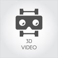 3D video design flat icon. Concept of high-definition, lcd, smart technology. Black simplicity vector pictogram Royalty Free Stock Photo