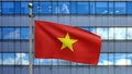 3D, Vietnamese flag waving on wind. Vietnam banner blowing soft silk