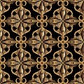 3d vintage Damask seamless pattern. Ornamental vector beautiful background. Repeat backdrop. Gold floral ornament. Baroque style Royalty Free Stock Photo