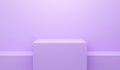 3d violet abstract geometric background. Bright pastel podium or pedestal backdrop. Blank minimal design. Stage for awards